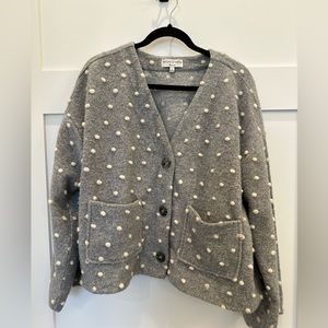 Madewell Gray Polka Dot Cardigan